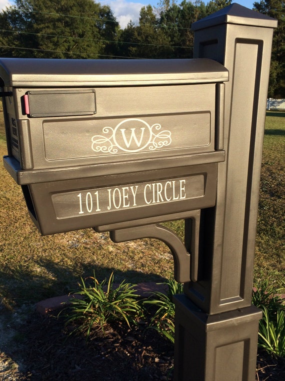 Reflective Mailbox Decals Monogram Flourish by JoCoCustomVinyl