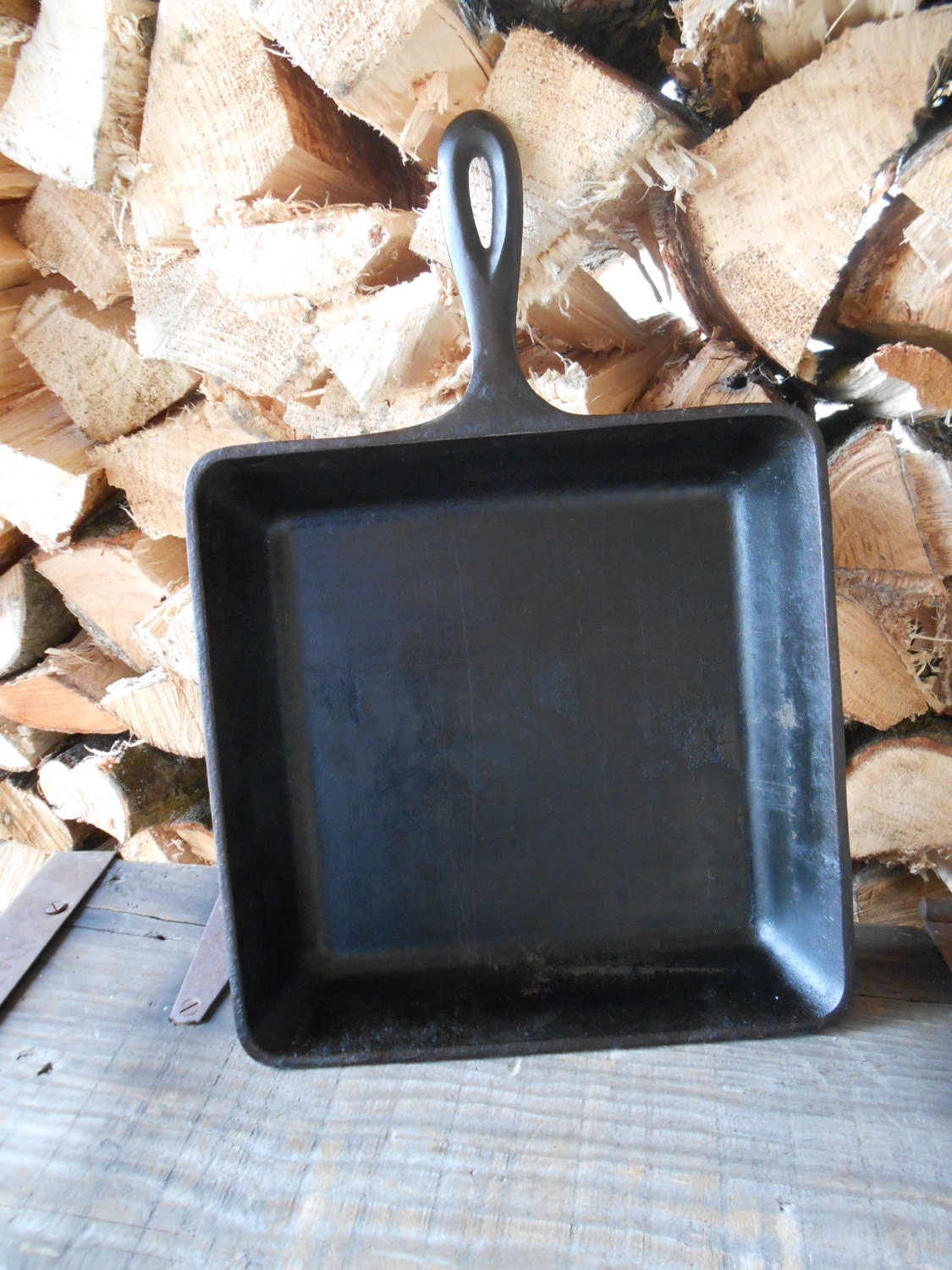 Vintage LODGE Cast Iron Square Skillet 8 SQSK Made In USA D