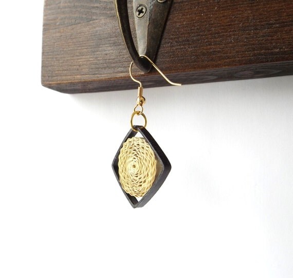 Paper Earrings Quilled Brown Earrings Dangling Earrings