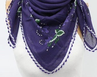 Turkish Anatolians Floral Scarf - Hand crocheted lace Oya - Yemeni - Cowl Gift Ideas Fashion Accessories