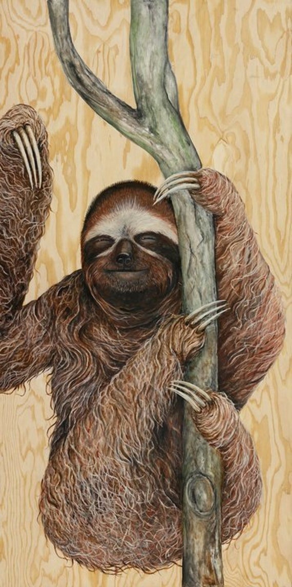 Sloth Painting Three Toed Sloth Painting Sloth Wall Decor