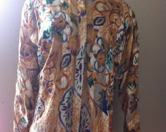 Vintage The Silk Farm sheer multicolored blouse