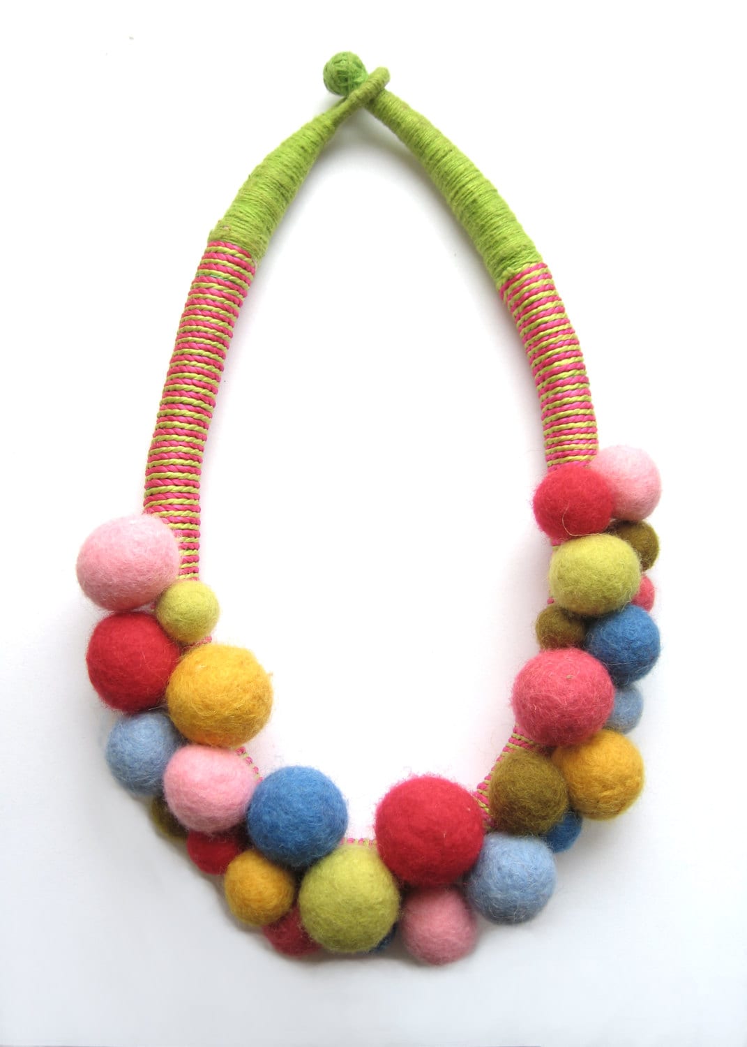 Felted Beads Necklace Wool Bubbles Necklace Textile 7179