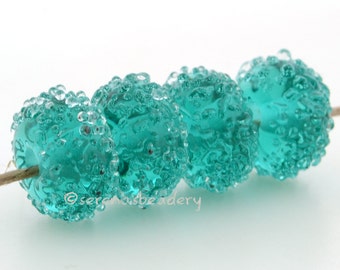 Lampwork Bead Frit Set TEAL Crystal Clear SUGAR Handmade Glass - taneres sra