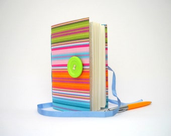 Colorful Stripes Journal Notebook Diary handmade journals blue pink green journal writing journal lined journal colorful journal for women