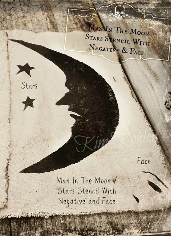 Paint Stencil Man In The Moon Star Silhouette by VeenasMercantile