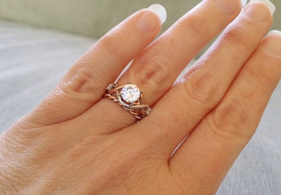 Two tone engagement rings white and rose gold