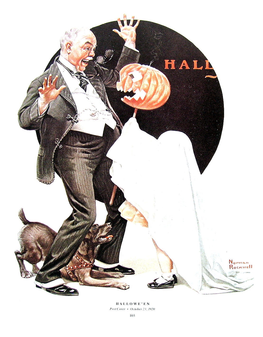 Halloween Santa Large Norman Rockwell Print 1979 Vintage