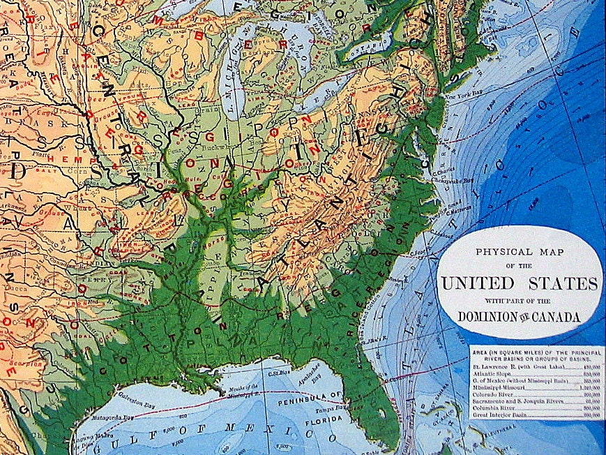 1890 Map Physical Map Of The United States And Dominion Of