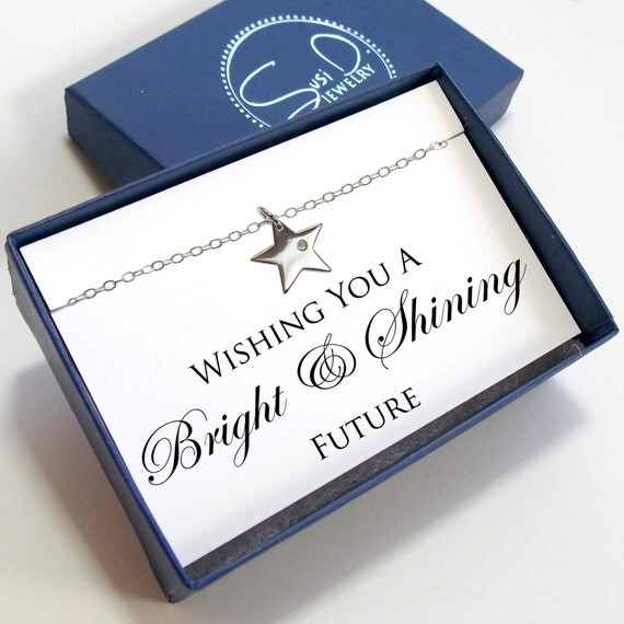 Graduation Diamond Star Oendant Necklace with Sentiment Card and Gift ...