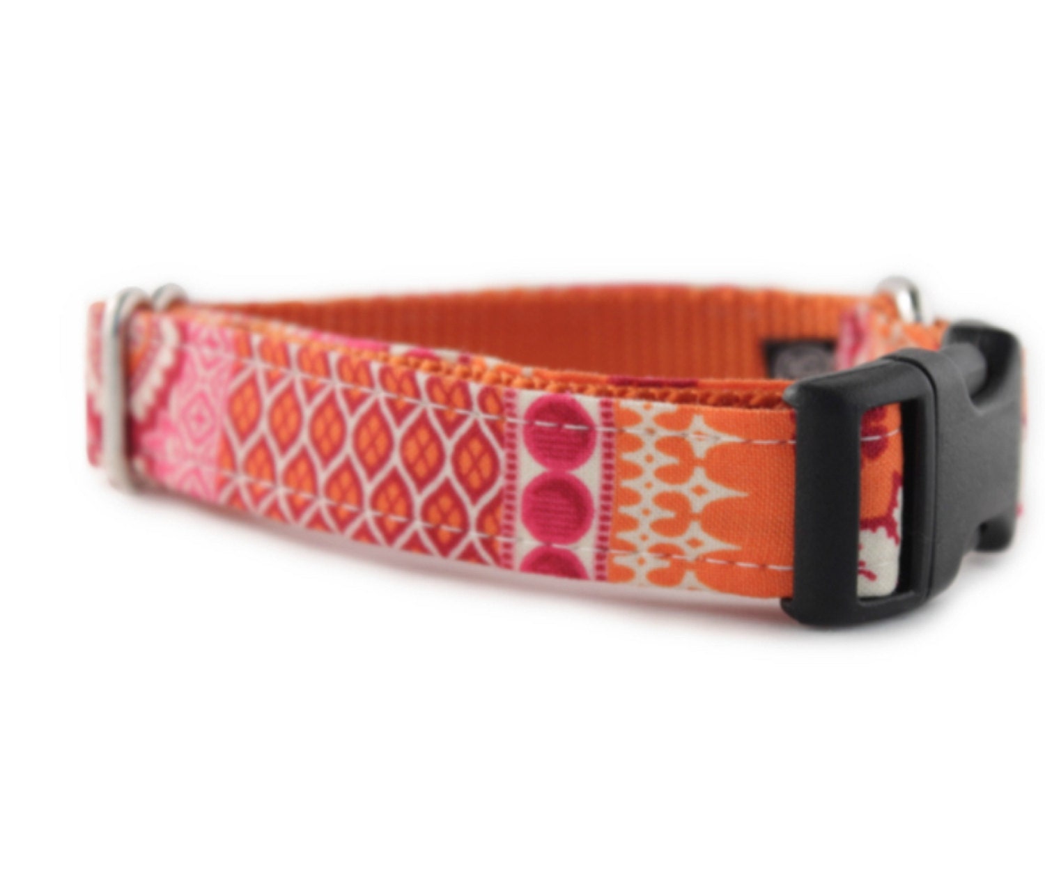 Orange Dog Collar Orange and Pink Patterned Dog Collar