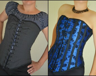 Corset Bodice Steel Boned Reversible Owl Theme Renaissance