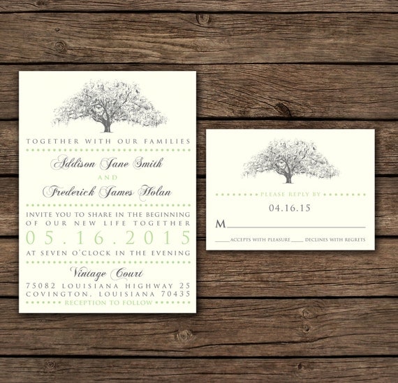 Rustic Oak Tree Wedding Invitations