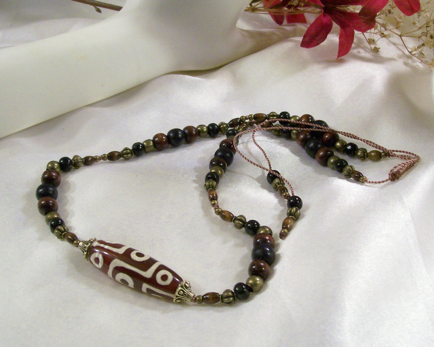 Ancient Tibetan Style DZI Bead Necklace by rykasbeads on Etsy