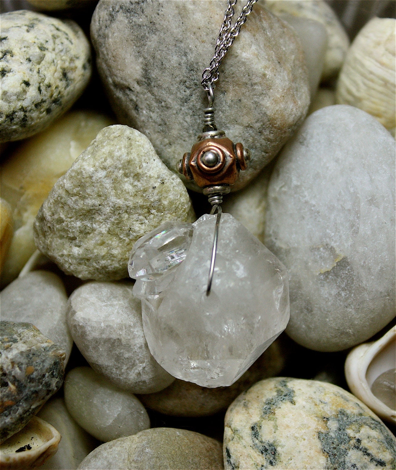 Chunky Rough Cut Quartz Crystal Talisman Necklace