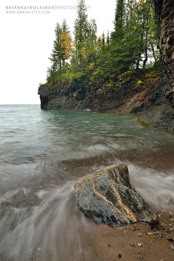 Presque Isle Black Rocks Rushing Michigan Photography