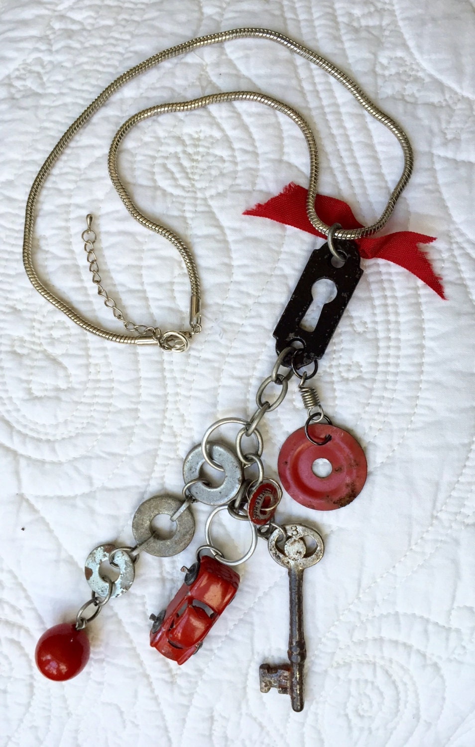 Upcyled Repurposed Junk and Jem Necklace