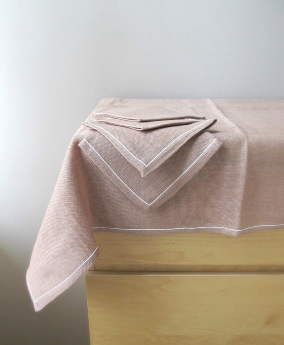 vintage irish linen tablecloth and napkins new old stock sand