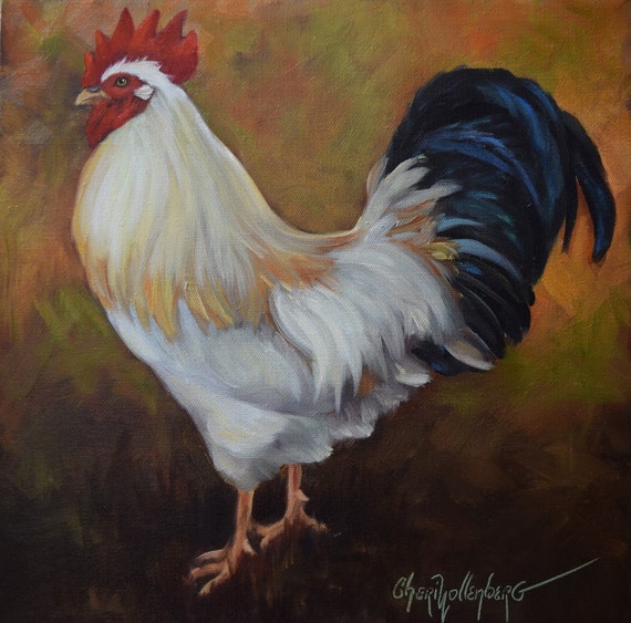 Rooster Painting Animal Painting March Rooster Original