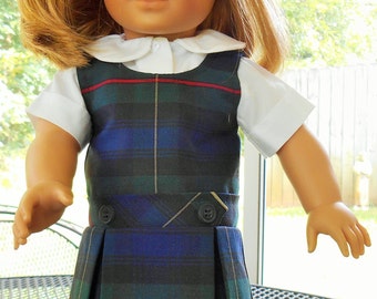 Plaid school uniform with collared blouse fits American Girl