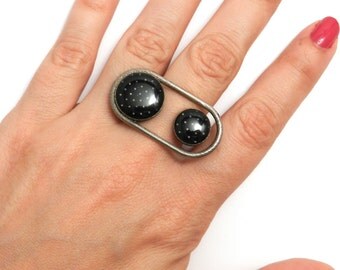 Polka Dot Porthole Ring (OOAK 3D printed ring with enamel)