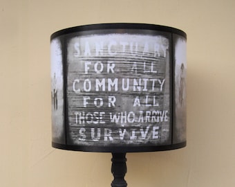Zombie Apocalypse lamp shade lampshade - The Walking Dead, lighting, halloween decor,geek,dark art, zombies, horror, Spooky Shades, terminus