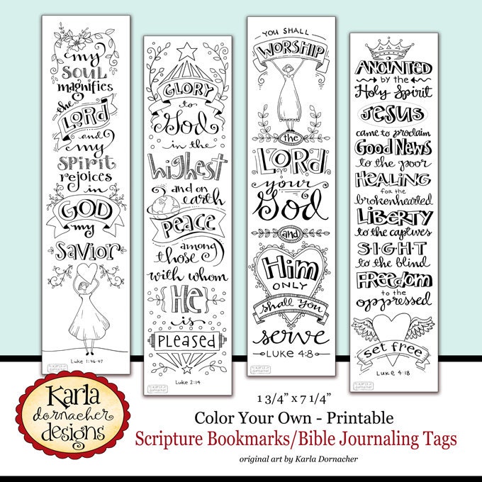 Luke 1-4 Color Your Own Bible Bookmarks Bible Journaling Tags
