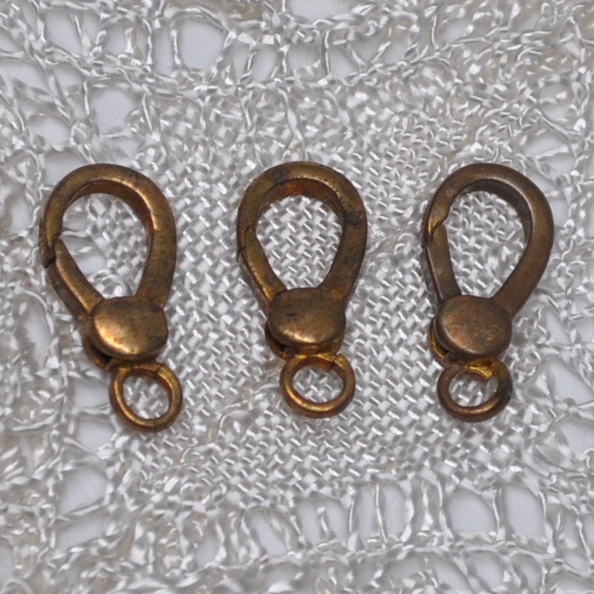Old Brass Spring Loaded Lobster Claw Clasps Carabiners