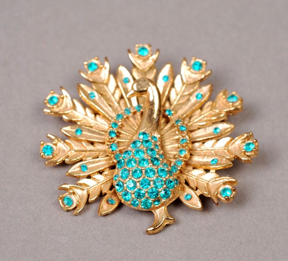 Peacock Brooch Peacock Pin Crystal Pin Crystal Brooch