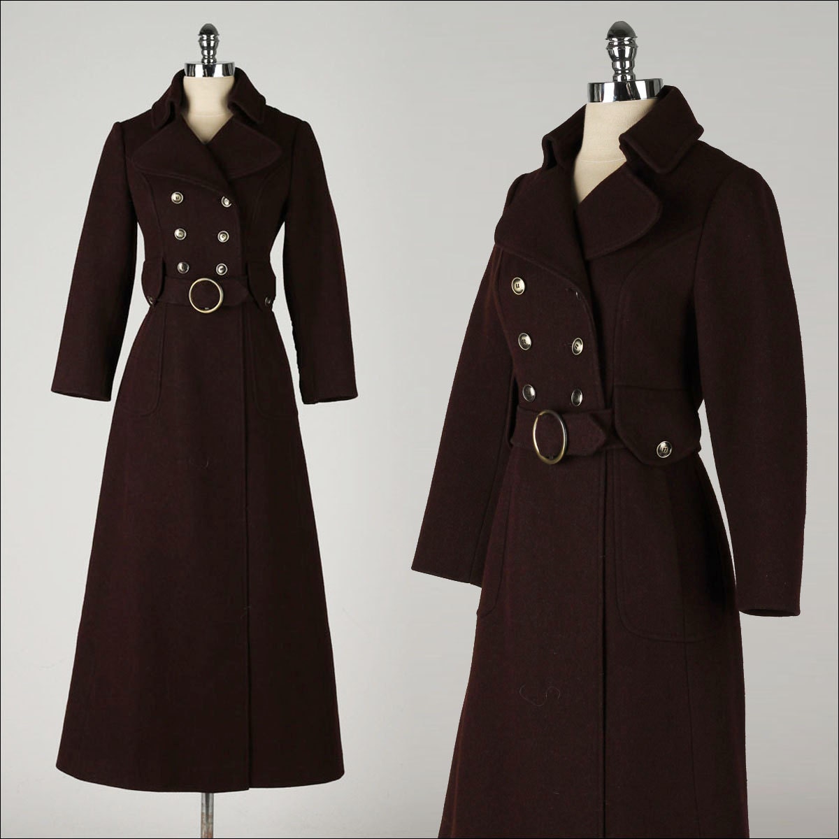 vintage 1970s maxi coat . chocolate brown by millstreetvintage