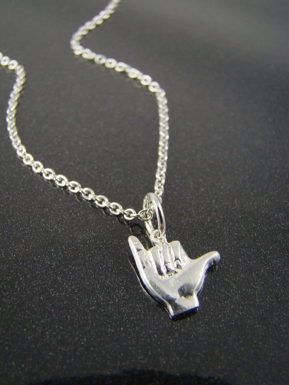 Shaka Sign Necklace Hang Loose Charm by ShinyLittleBlessings