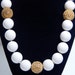 Vintage Necklace Gold and White Milk Glass Beaded Necklace
