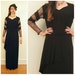 FOLLOWTHEBRIGHTSTAR Vintage 1930s Black Evening Dress with Peplum and Lace / 30s Long Sleeved Black Party Dress / Large