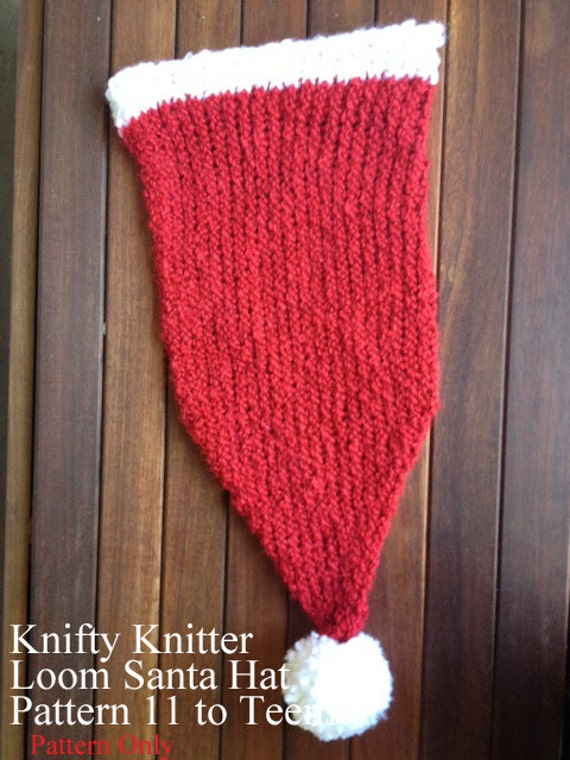 Santa hat knifty knitter loom pattern 11year by AvaGirlDesigns