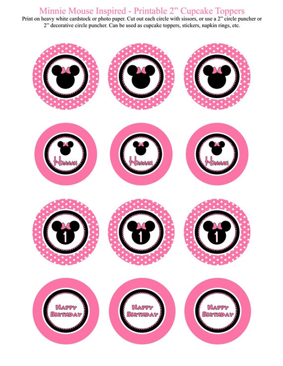 Minnie Mouse Cupcake Toppers Printable Minnie Mouse by Honeyprint