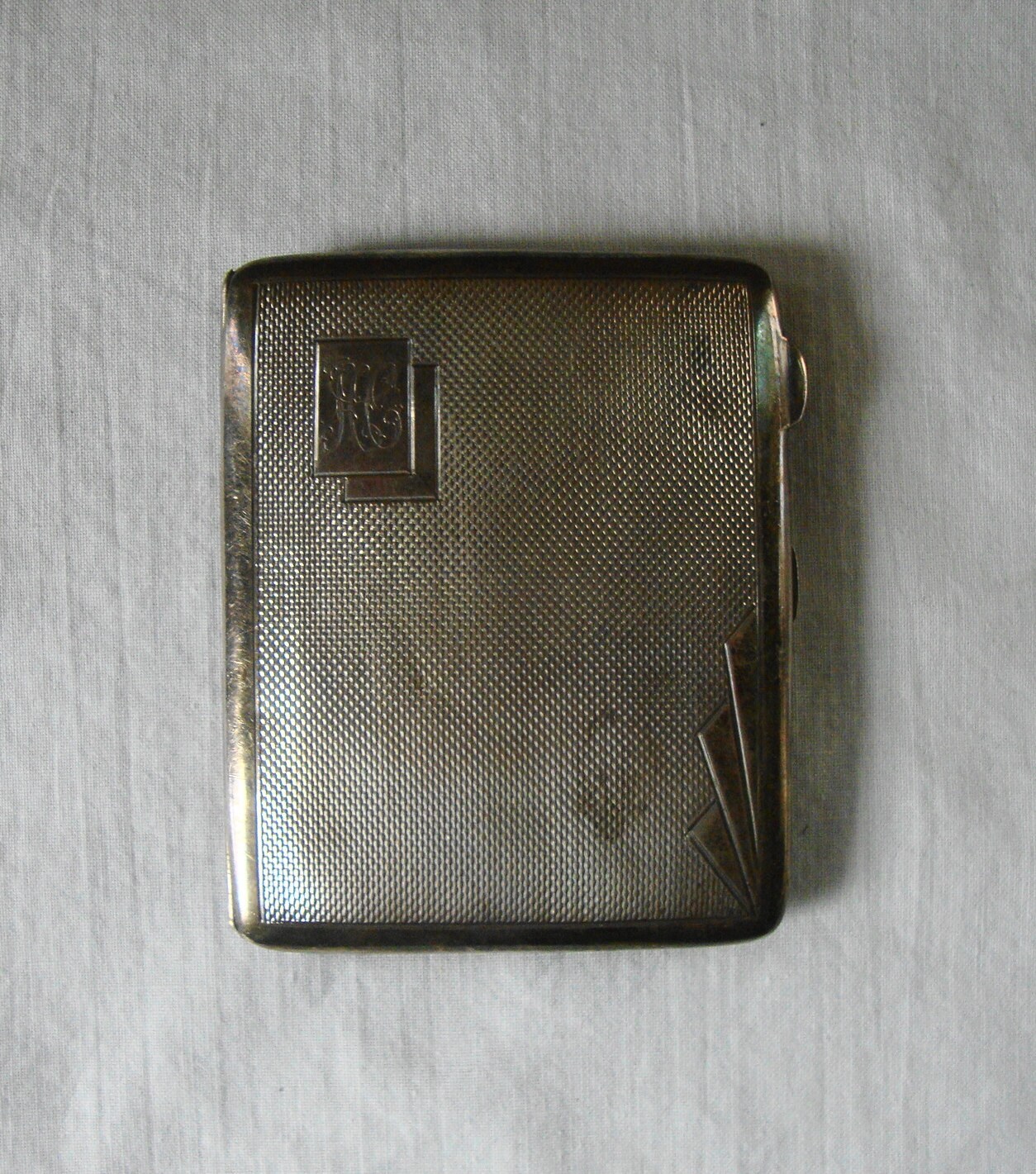 ANTIQUE English Sterling Silver Cigarette Case Hallmark MM