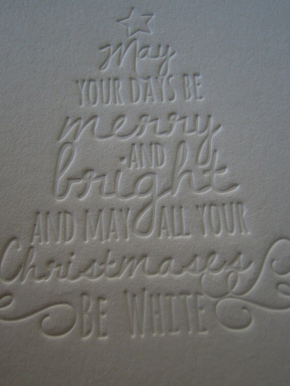 Items similar to Letterpress Christmas Cards. Merry and Bright