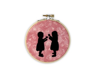 Hoop Art: Little Girls on Beatrix Potter Fabric