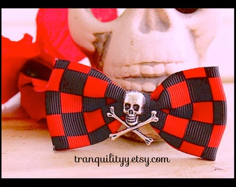 Skull Hair Bows, Psychobilly, Gothic, Scene, Emo, Cyber, Punk, Cosplay , Rave , By: Tranquilityy
