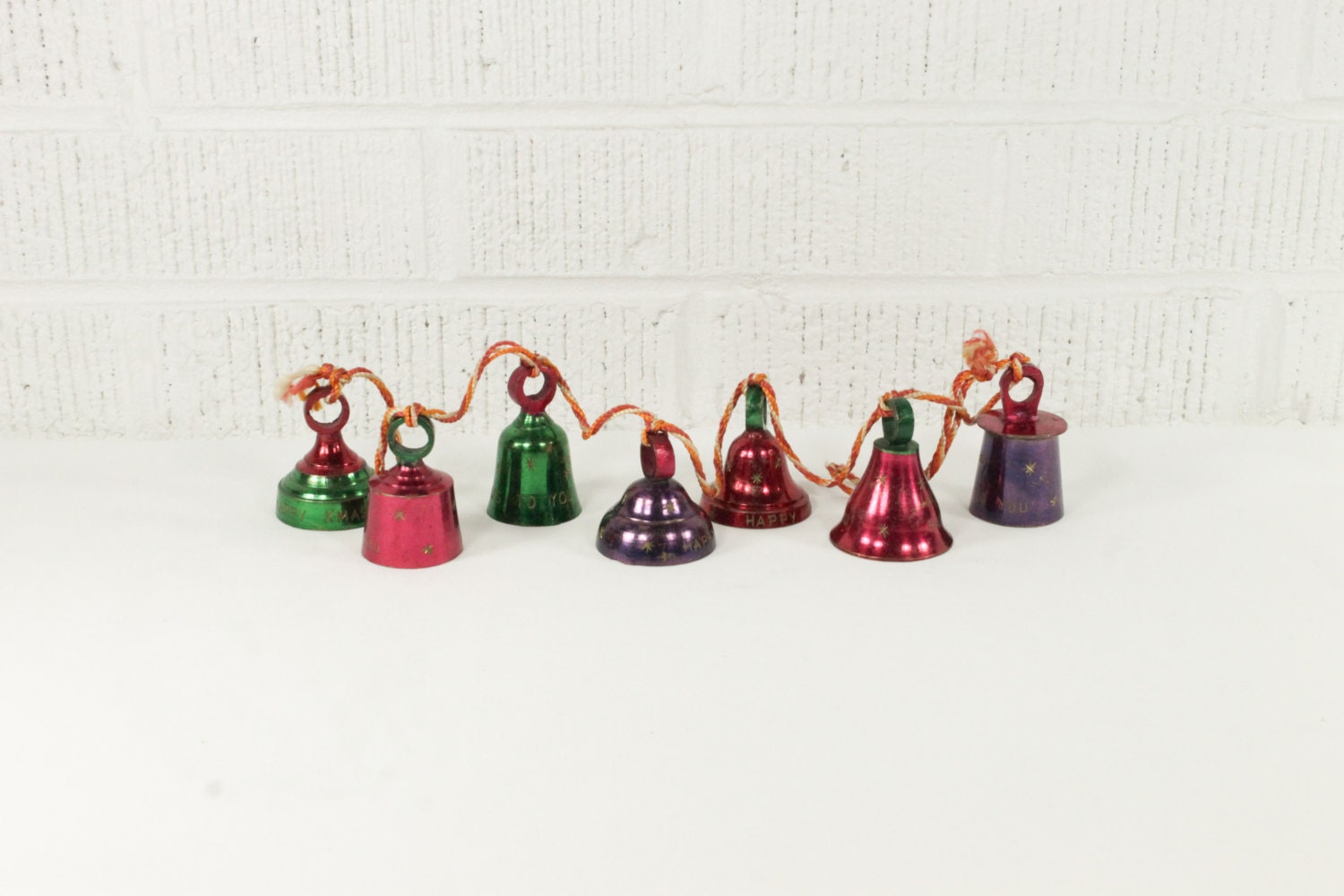 Vintage Christmas Bell Set Bells of Sarna Painted Brass