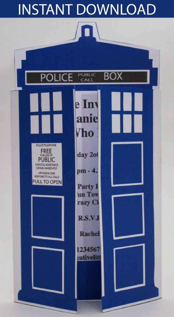 Dr Who Party Invitation - INSTANT DOWNLOAD - Dr Who Inspired Il_570xn