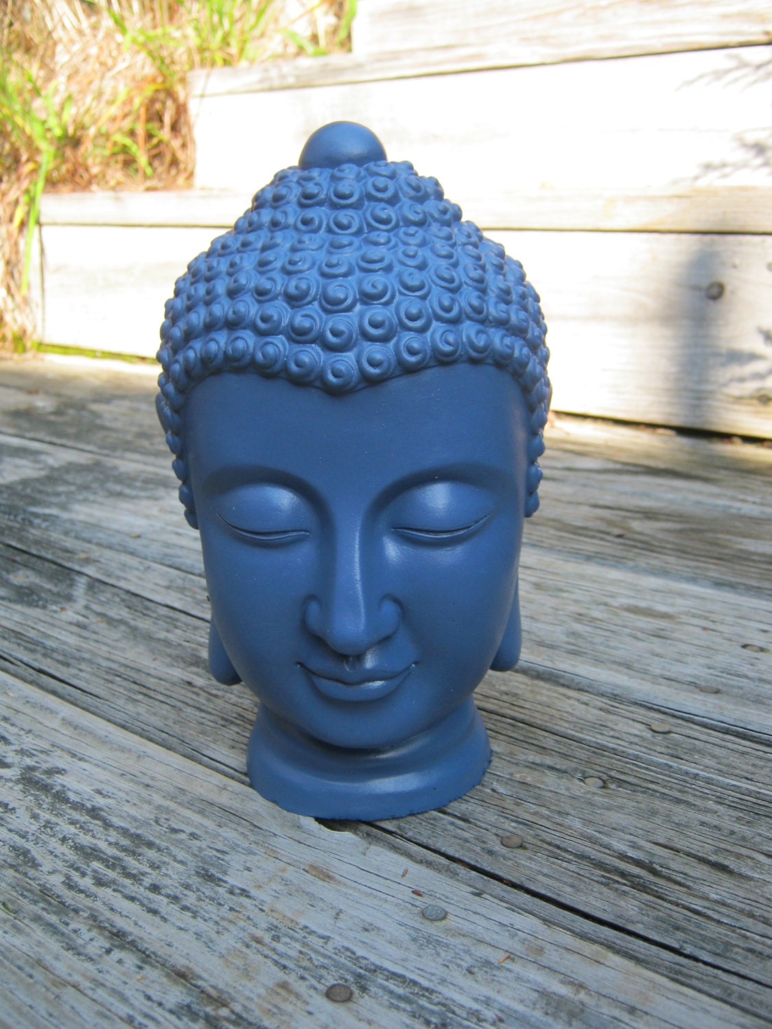 Buddha Head Statue 10 Inches Tall Concrete Buddhism Figure