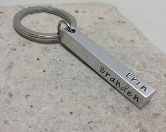 Personalized Keychain - Bar Keychain - Stamped Aluminum Keychain - Custom Keychain - Name Keychain - Stainless Steel Keyring