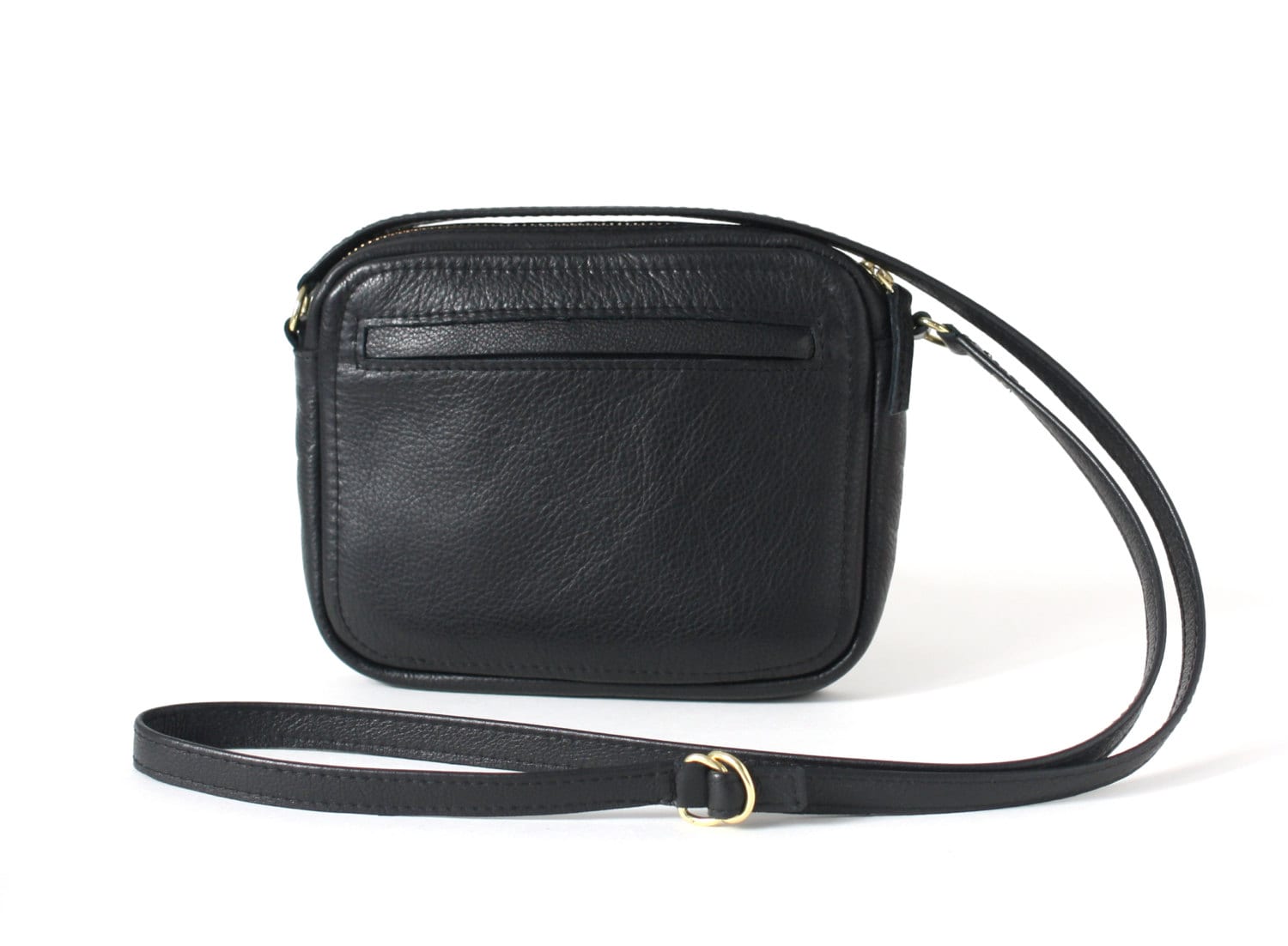 Crossbody Zip Bag Black Leather Small Leather Purse Shoulder