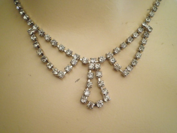 Vintage Rhinestone Necklace Prom Bling Sparkle by rue23vintage