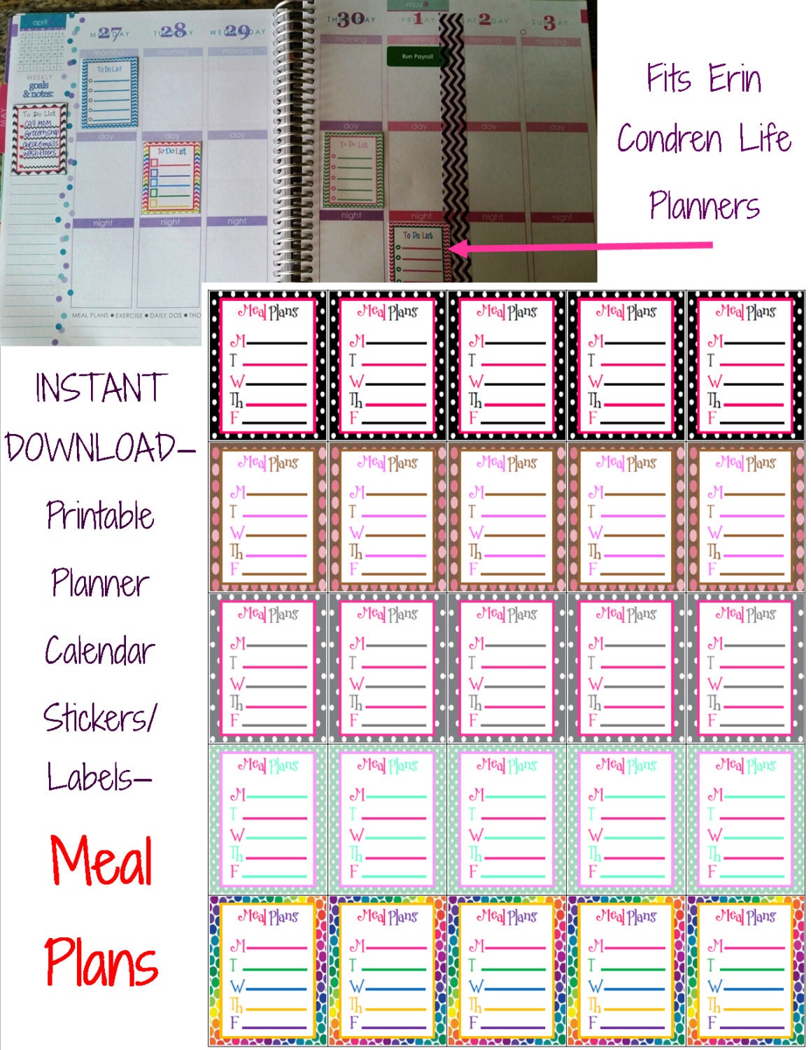 INSTANT DOWNLOAD Planner Calendar Label by MelissaBeeDesigns