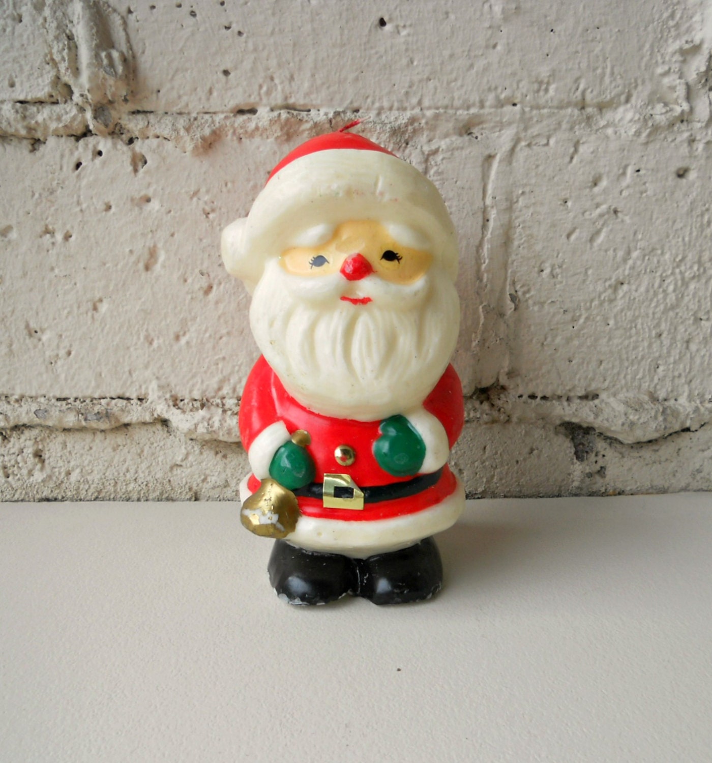 Vintage Santa Candle 1970s Retro Hong Kong Red Santa Claus