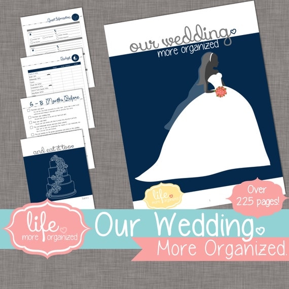 Our Wedding. More Organized. - Complete Wedding Planner INSTANT DOWNLOAD - Navy Blue