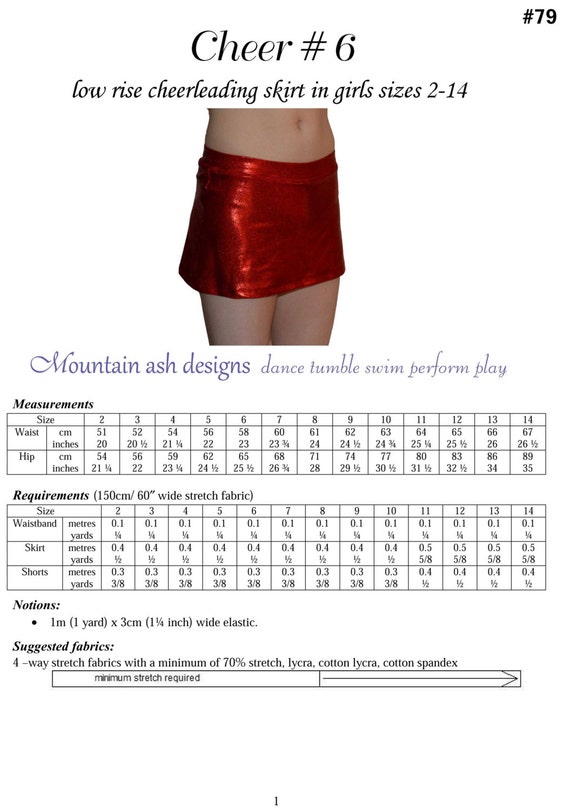 Cheerleading Skirt Sewing Pattern Cheer 6 girls sizes 214 Low