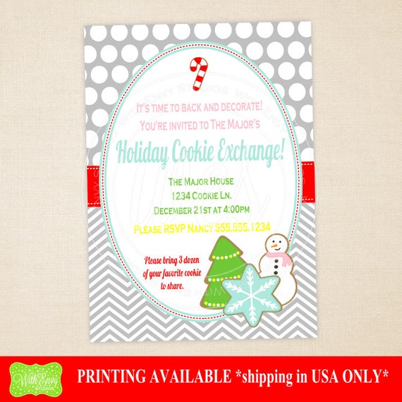 Cookie Exchange Invitation - Printable Cookie Exchange Invitation - Cookie Exchange Invite - Cookie Swap Il_570xn
